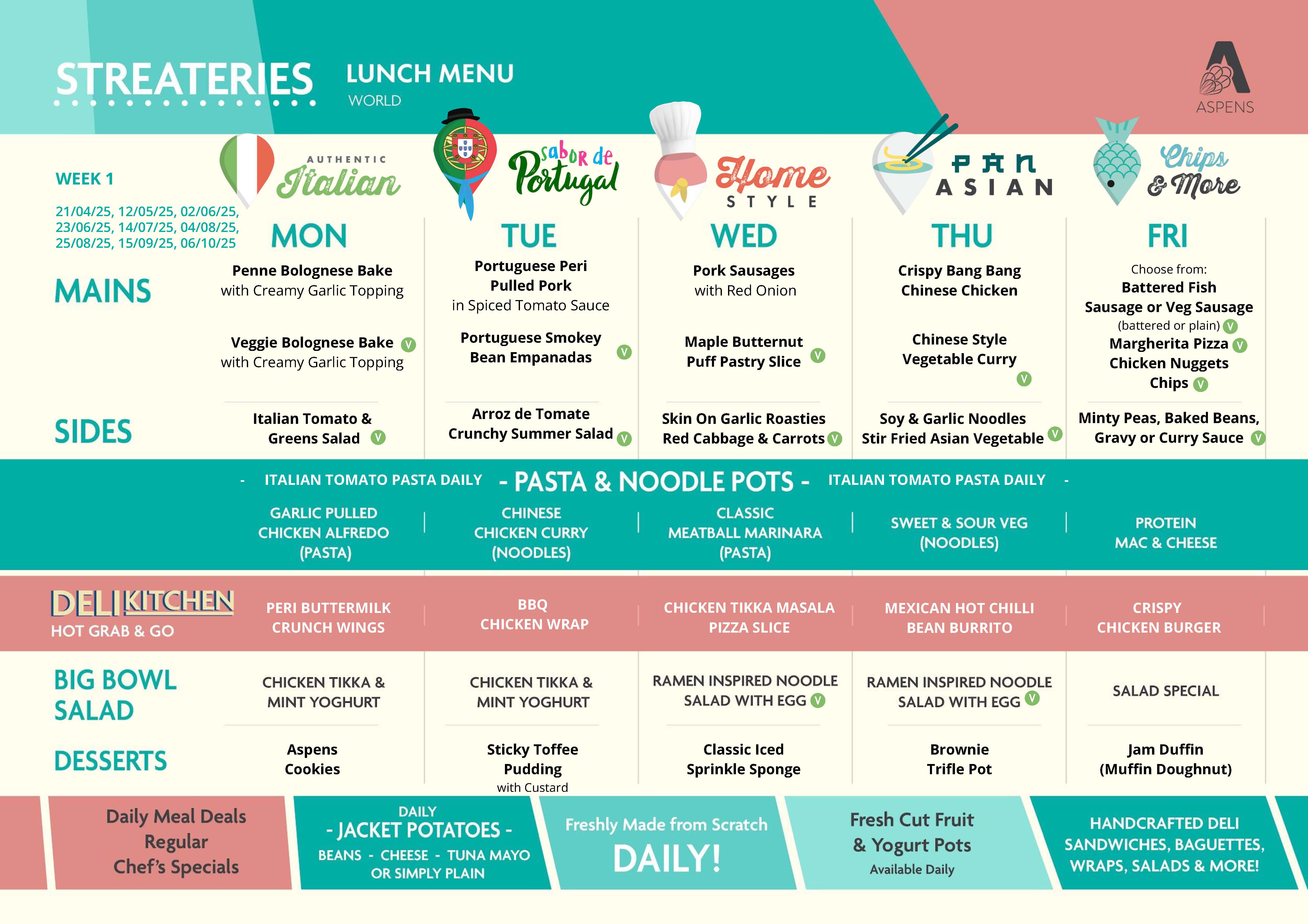 west park daily menu list