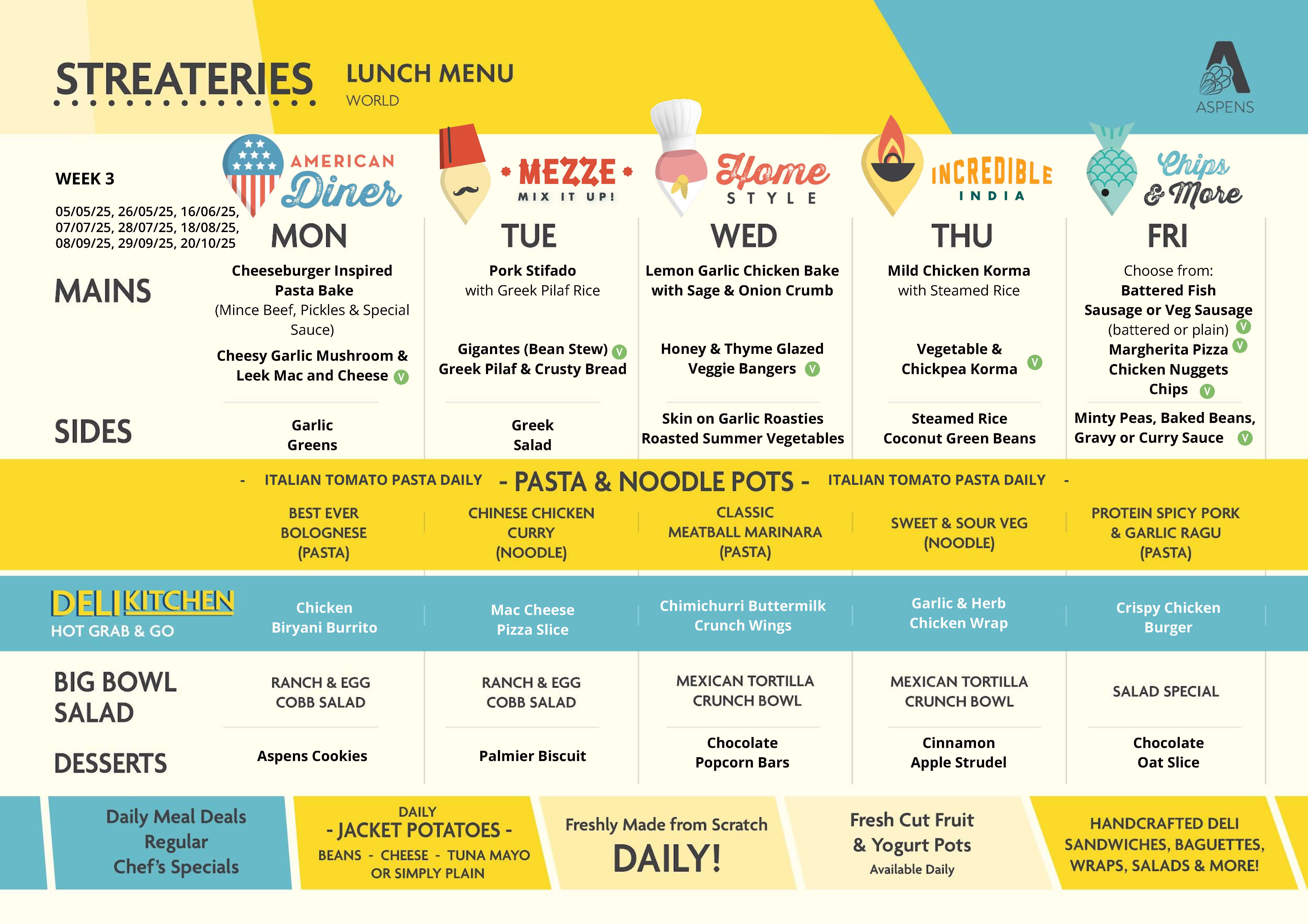 west park daily menu list